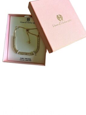 House of Harlow 1960 Cubic Zerconia Adjustable Baguette Bracelet